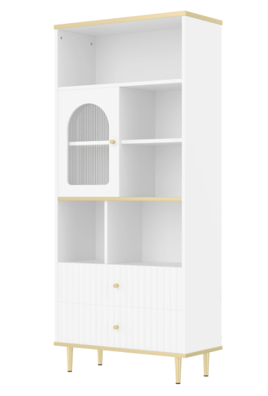 Boekenkast met 2 Lades & LED Verlichting – Moderne Opbergkast 180 cm