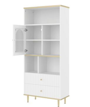 Boekenkast met 2 Lades & LED Verlichting – Moderne Opbergkast 180 cm