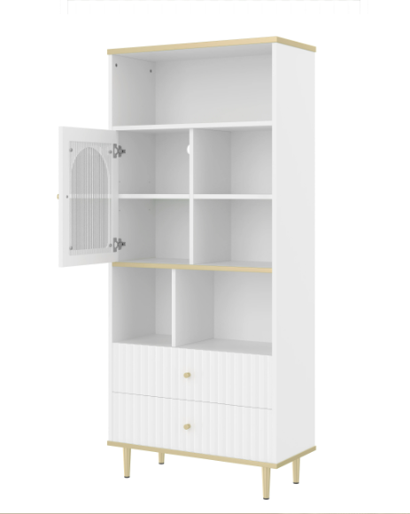 Boekenkast met 2 Lades & LED Verlichting – Moderne Opbergkast 180 cm