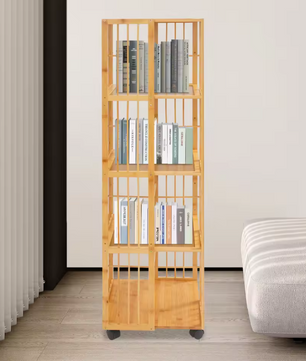 5-Laags Draaibare Boekenkast met Wielen – Mobiele Opbergkast 132 cm