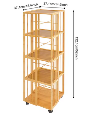 5-Laags Draaibare Boekenkast met Wielen – Mobiele Opbergkast 132 cm