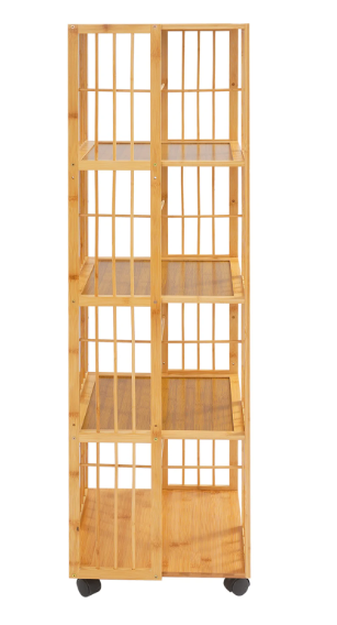 5-Laags Draaibare Boekenkast met Wielen – Mobiele Opbergkast 132 cm