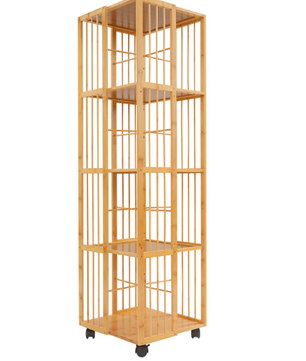 5-Laags Draaibare Boekenkast met Wielen – Mobiele Opbergkast 132 cm