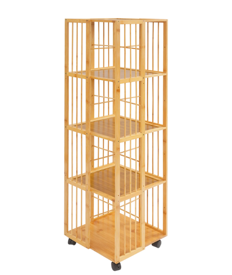 5-Laags Draaibare Boekenkast met Wielen – Mobiele Opbergkast 132 cm