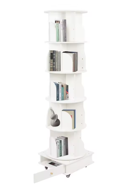 Draaibare Boekenkast 5 Lagen – 360° Met Wielen & Grote Capaciteit