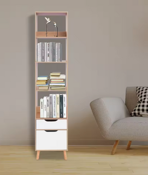 Hoge Boekenkast met Lade – Vrijstaand Opbergrek & Displaykast