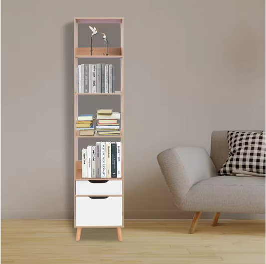 Hoge Boekenkast met Lade – Vrijstaand Opbergrek & Displaykast