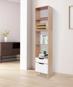 Hoge Boekenkast met Lade – Vrijstaand Opbergrek & Displaykast