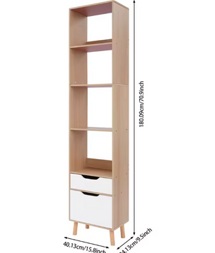 Hoge Boekenkast met Lade – Vrijstaand Opbergrek & Displaykast