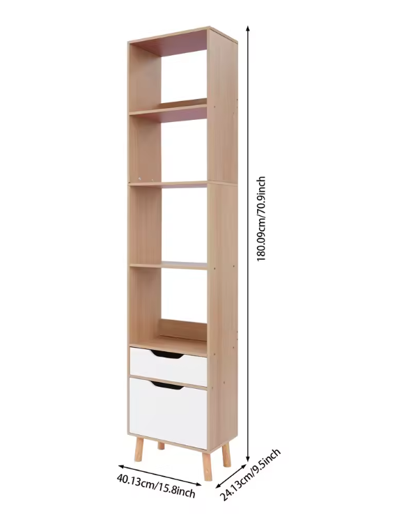 Hoge Boekenkast met Lade – Vrijstaand Opbergrek & Displaykast