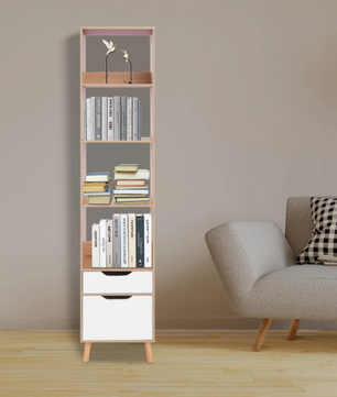 Hoge Boekenkast met Lade – Vrijstaand Opbergrek & Displaykast