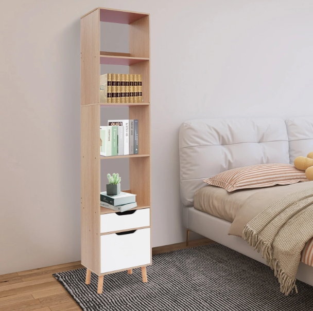 Hoge Boekenkast met Lade – Vrijstaand Opbergrek & Displaykast