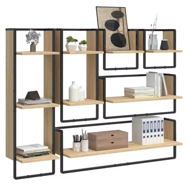 Set van 6 Wandplanken – Sonoma Eiken Wandrek, Modern & Ruimtebesparend