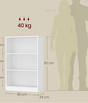 Boekenkast met 3 Lagen – Verstelbare Opbergrek voor Woonkamer & Kantoor