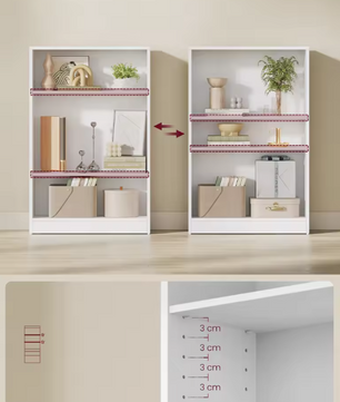 Boekenkast met 3 Lagen – Verstelbare Opbergrek voor Woonkamer & Kantoor