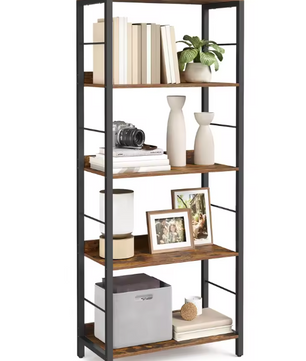 Boekenkast met 5 Lagen – Industrieel Opbergrek & Wandkast