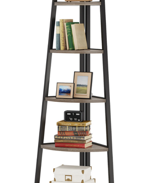 Hoekboekenkast met 5 Lagen – Ladderrek & Plantenstandaard, Industrieel en Ruimtebesparend