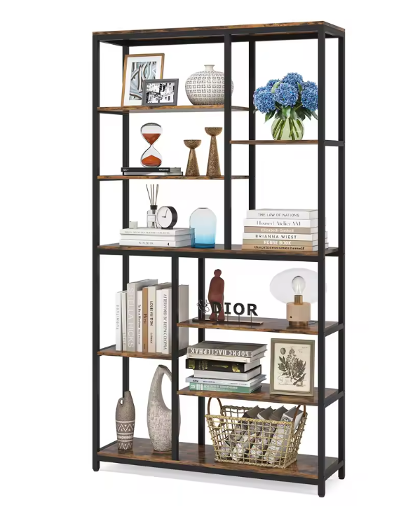 Boekenkast met 9 Lagen – Industrieel Opbergrek & Displaykast