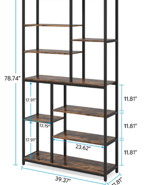 Boekenkast met 9 Lagen – Industrieel Opbergrek & Displaykast