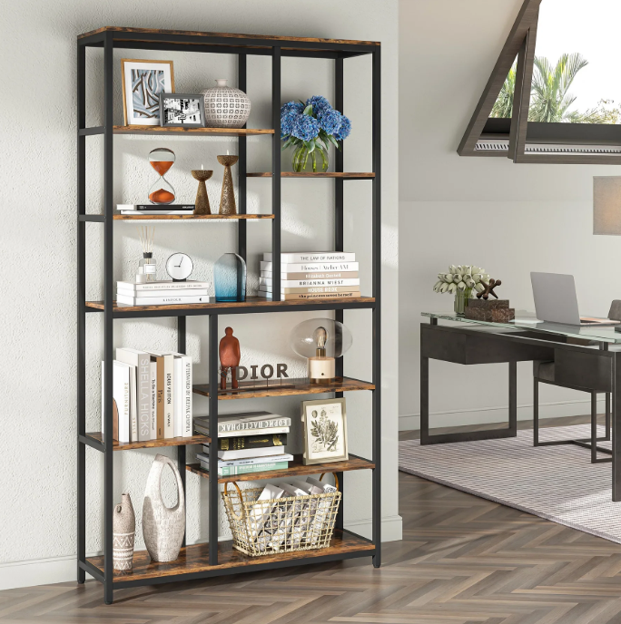 Boekenkast met 9 Lagen – Industrieel Opbergrek & Displaykast