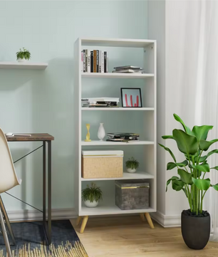 Boekenkast met 5 Vakken – Staand Opbergrek & Roomdivider