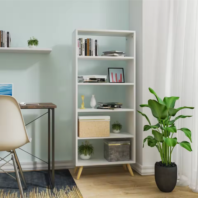 Boekenkast met 5 Vakken – Staand Opbergrek & Roomdivider