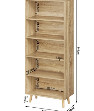 Boekenkast met 5 Vakken – Staand Opbergrek & Roomdivider