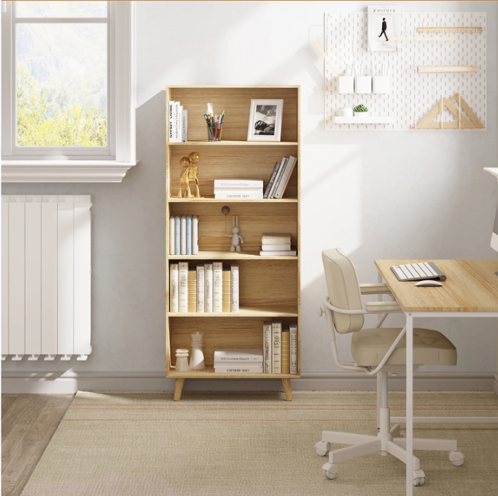 Boekenkast met 5 Vakken – Staand Opbergrek & Roomdivider