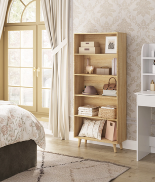 Boekenkast met 5 Vakken – Staand Opbergrek & Roomdivider