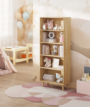 Boekenkast met 5 Vakken – Staand Opbergrek & Roomdivider