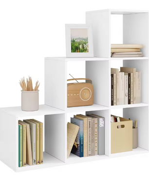 Boekenkast met 6 Vakken – Wit Opbergrek & Organizer voor Woonkamer en Slaapkamer