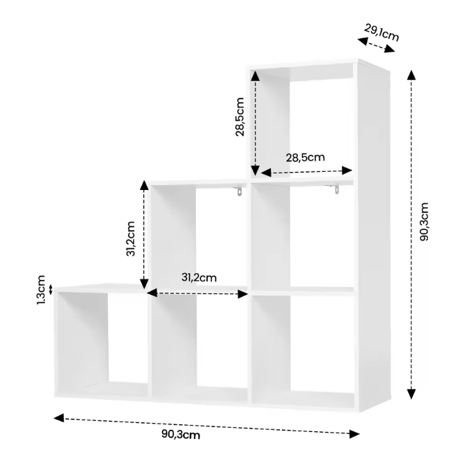 Boekenkast met 6 Vakken – Wit Opbergrek & Organizer voor Woonkamer en Slaapkamer