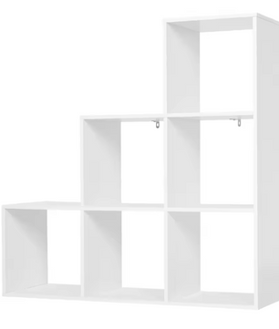 Boekenkast met 6 Vakken – Wit Opbergrek & Organizer voor Woonkamer en Slaapkamer