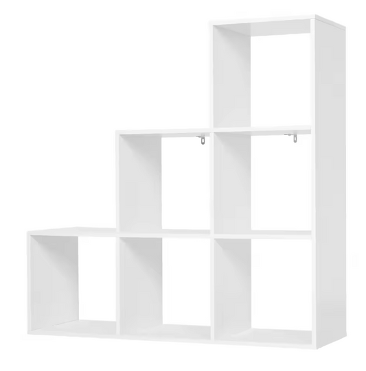 Boekenkast met 6 Vakken – Wit Opbergrek & Organizer voor Woonkamer en Slaapkamer