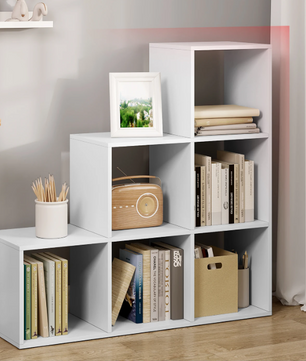 Boekenkast met 6 Vakken – Wit Opbergrek & Organizer voor Woonkamer en Slaapkamer