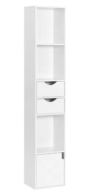 Boekenkast met Laden & Deur – Smal Staand Opbergrek 158 cm