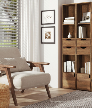 Boekenkast met Laden & Deur – Smal Staand Opbergrek 158 cm