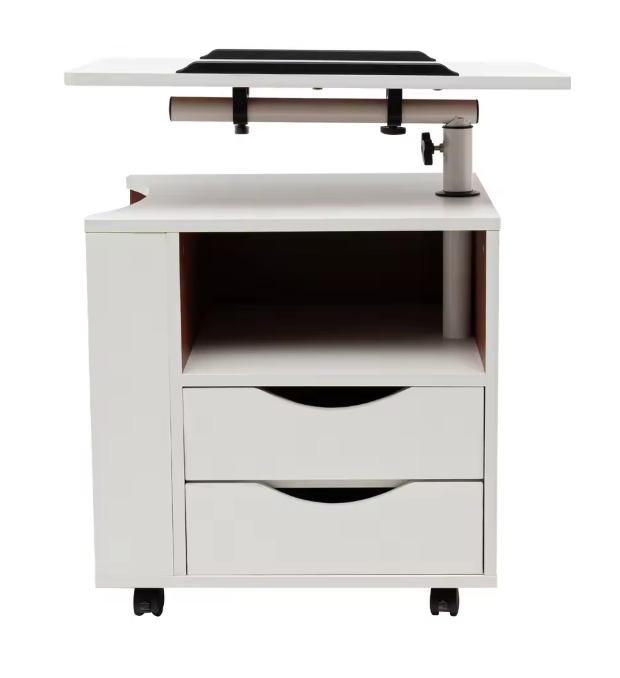 3-in-1 Bedtafel met Draaibaar Blad – Verstelbare Bijzettafel & Boekenrek