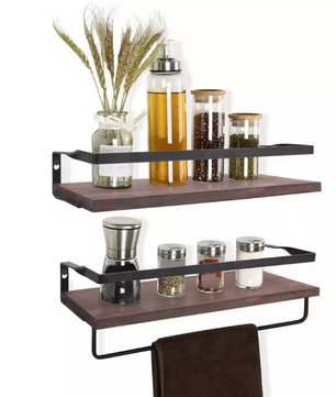 Wandplanken Set – Zwevende Houten Planken met Industrieel Design