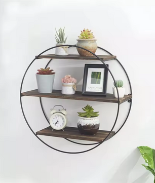 Wandplanken Set – Zwevende Houten Planken met Industrieel Design