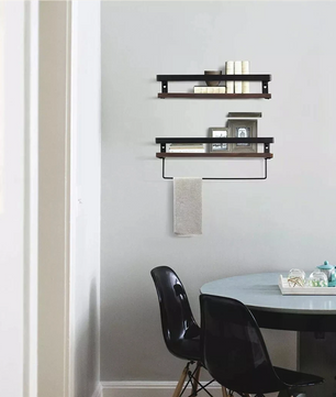 Wandplanken Set – Zwevende Houten Planken met Industrieel Design