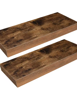 Set van 2 Wandplanken – Zwevende Planken met Onzichtbare Beugels, Vintage Bruin