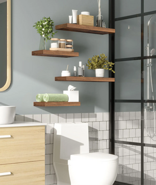 Set van 2 Wandplanken – Zwevende Planken met Onzichtbare Beugels, Vintage Bruin