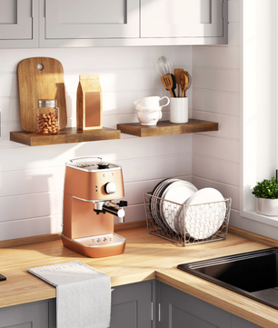 Set van 2 Wandplanken – Zwevende Planken met Onzichtbare Beugels, Vintage Bruin