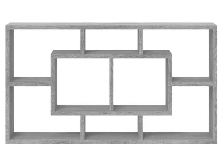 Wandkast met 8 Vakken – Zwevende Wandplank in Sonoma Grijs, Modern en Ruimtebesparend