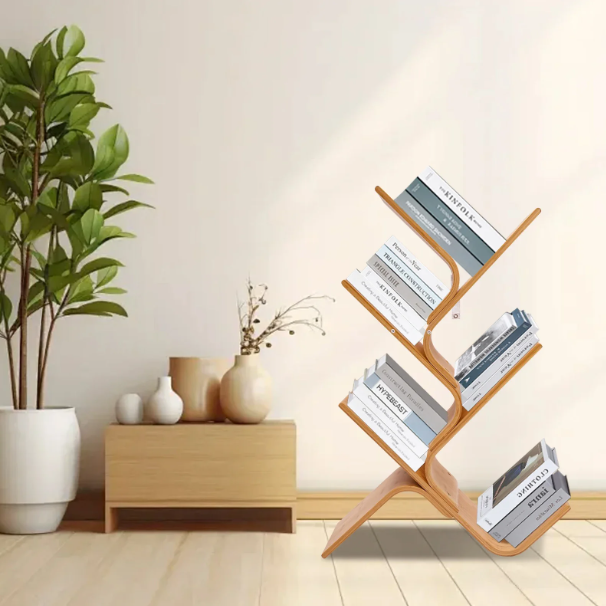 Bamboe Boom Boekenkast met 5 Lagen – Moderne Staande Boekenkast Organizer
