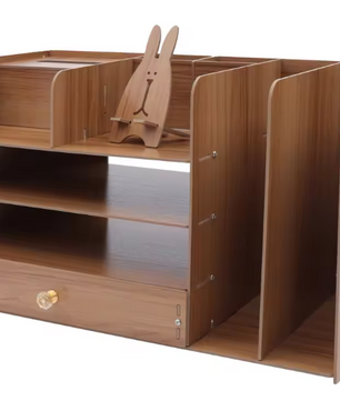 Bureau Organizer met 4 Lagen – Houten Papier- en Documentenrek