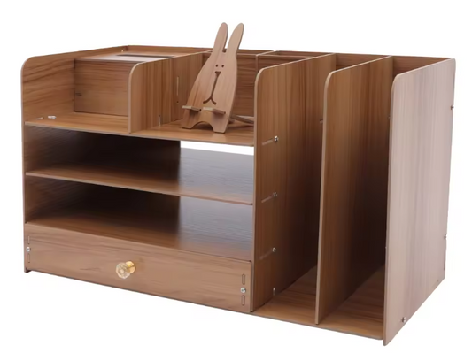 Bureau Organizer met 4 Lagen – Houten Papier- en Documentenrek