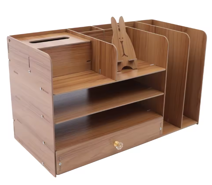 Bureau Organizer met 4 Lagen – Houten Papier- en Documentenrek