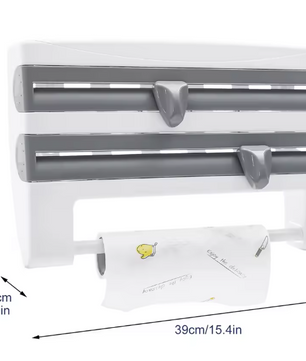 Wandrolhouder met Plank – Keukenrolhouder met Foliesnijder en Opbergrek